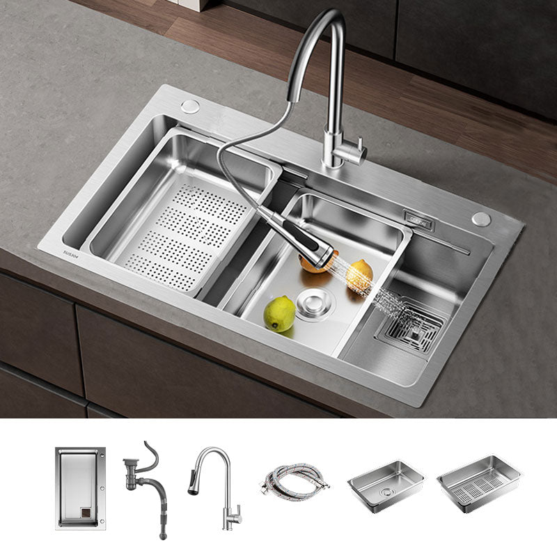 Modern Style Kitchen Sink Drop-In Stainless Steel Noise-cancelling Design Kitchen Sink