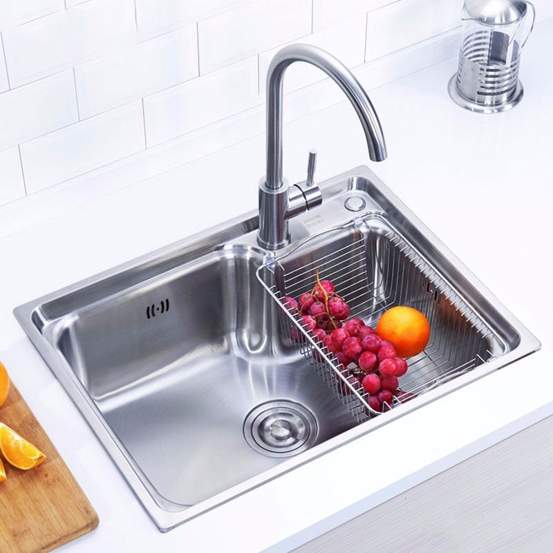 Modern Style Kitchen Sink Stainless Steel Single Bowl Kitchen Sink with Basket Strainer