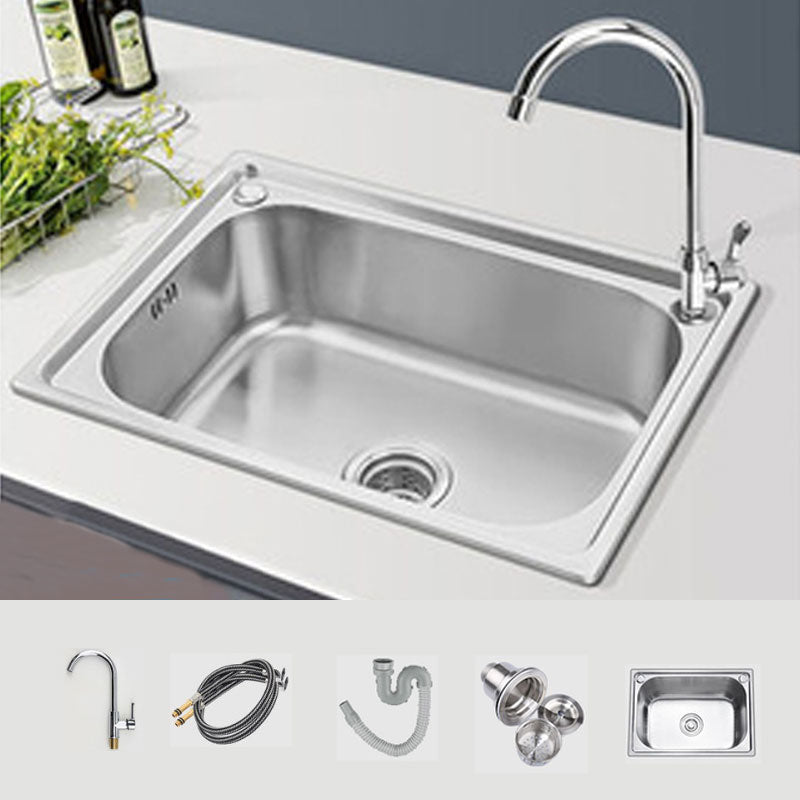 Modern Style Kitchen Sink Stainless Steel Single Bowl Kitchen Sink with Basket Strainer