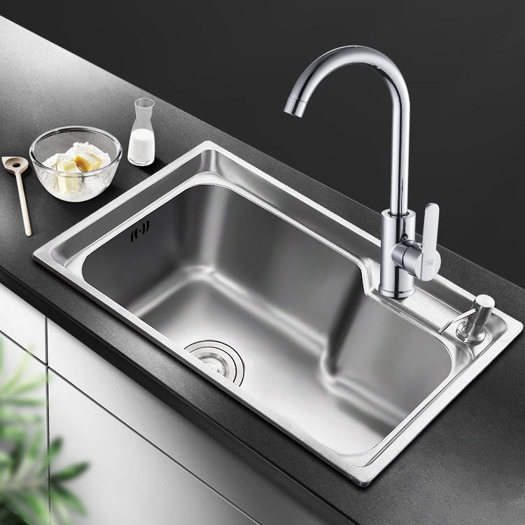 Modern Style Kitchen Sink Stainless Steel Single Bowl Kitchen Sink with Basket Strainer