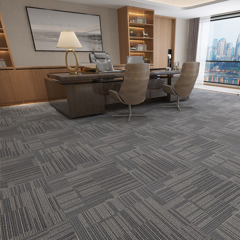 Carpet Tile Non-Skid Fade Resistant Striped Loose Lay Carpet Tiles Living Room