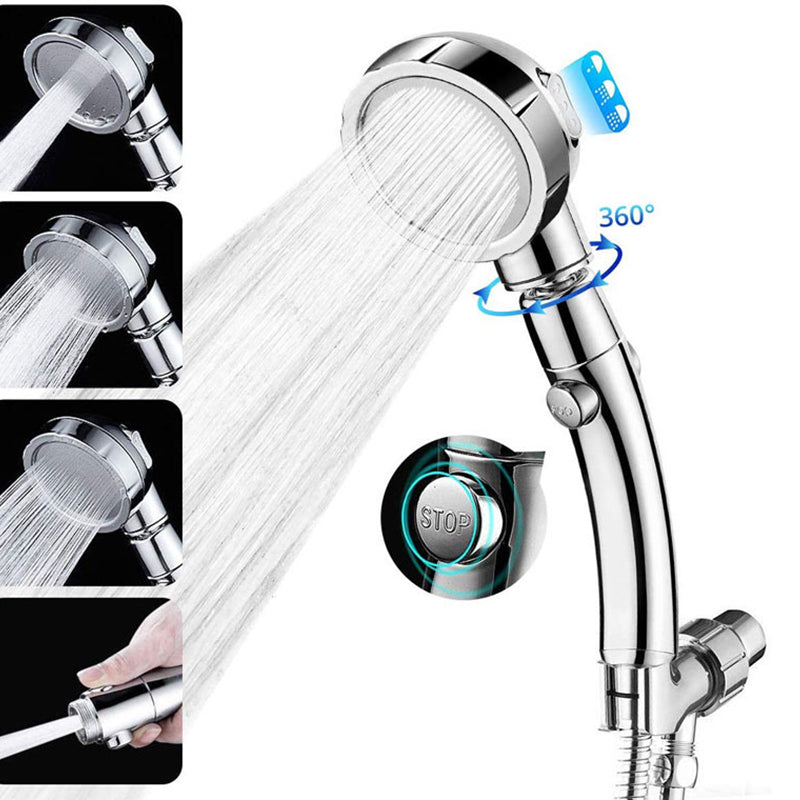 Contemporary Handheld Shower Head Silver 3-Spray Patterns Wall-Mount Showerhead