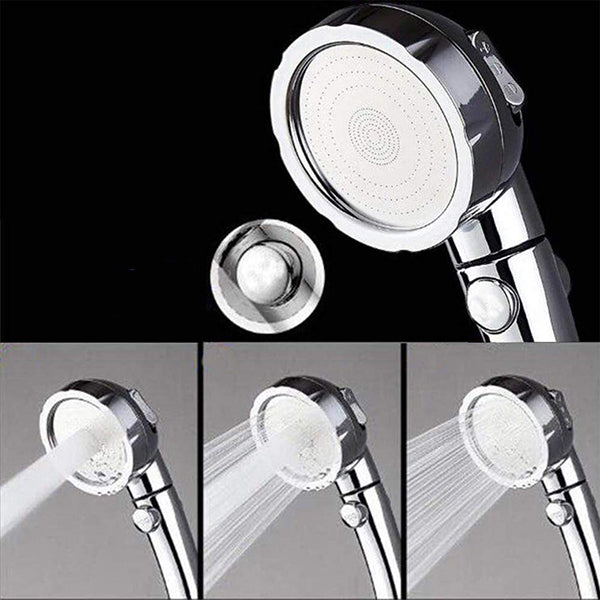 Contemporary Handheld Shower Head Silver 3-Spray Patterns Wall-Mount Showerhead