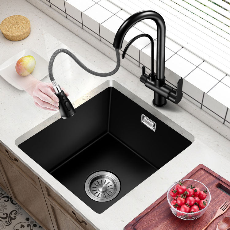 Modern Single Bowl Kitchen Sink Quartz Kitchen Sink with Basket Strainer