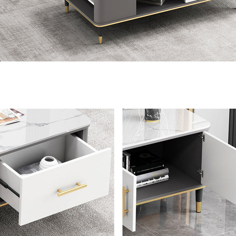 Glam Media Console TV Stand Stone TV Stand Console with Drawer