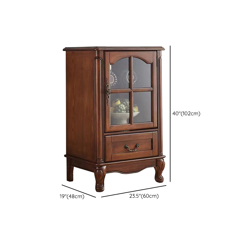 Traditional Rubber Wood Curio Cabinet Glass Doors Display Cabinet with Doors