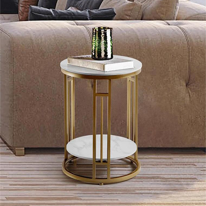 Open Storage Accent Table Nightstand Stone Nightstand for Bedroom