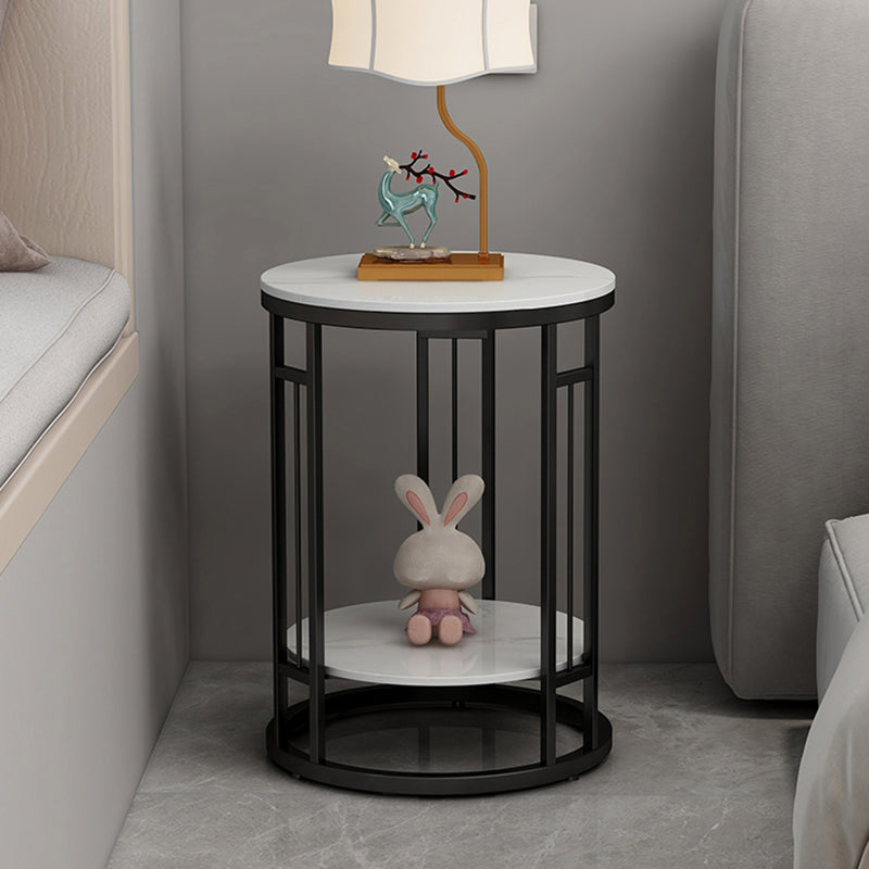 Open Storage Accent Table Nightstand Stone Nightstand for Bedroom