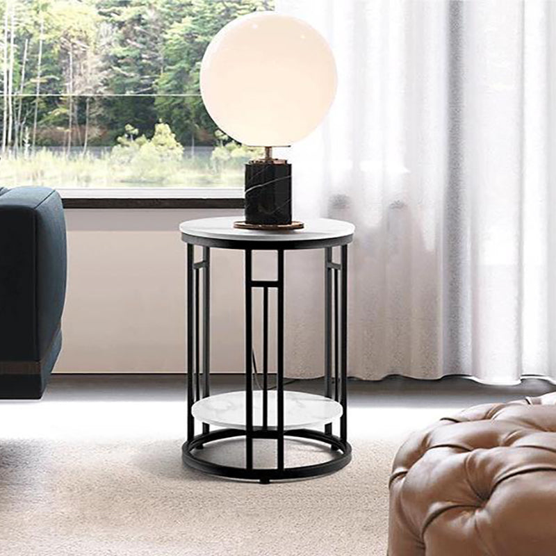 Open Storage Accent Table Nightstand Stone Nightstand for Bedroom