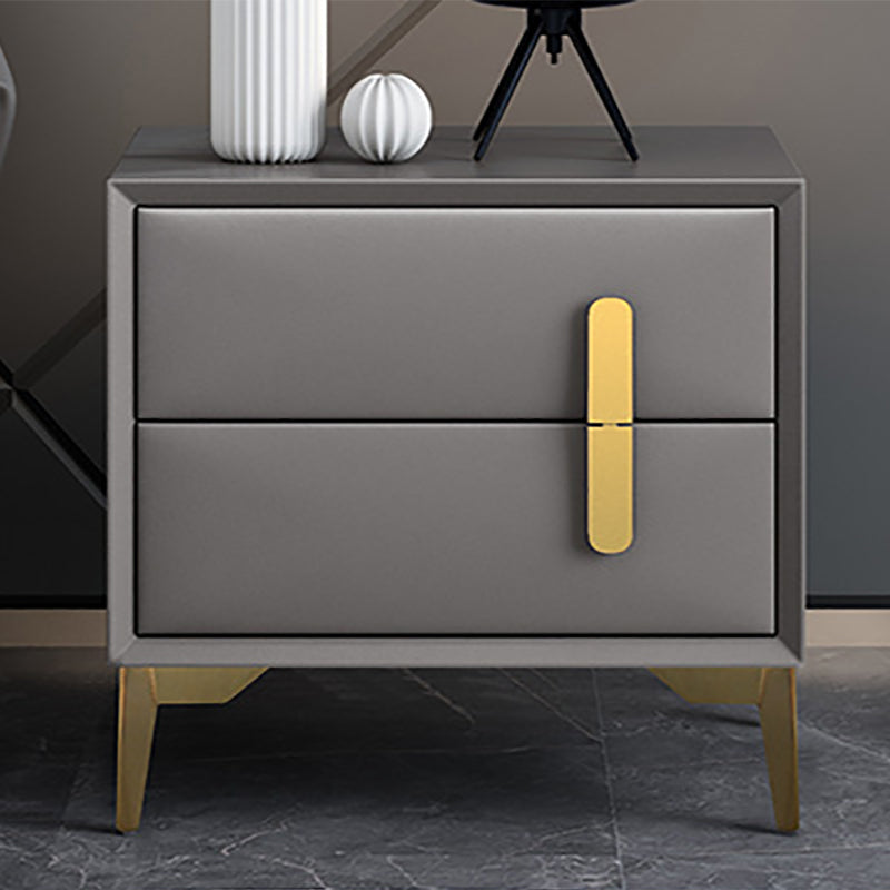 Modern Bed Nightstand Leather Bedside Cabinet with 2 Drawers