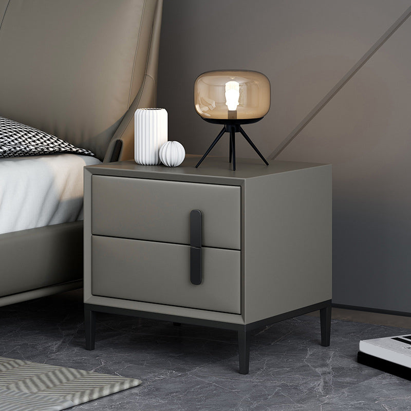 Modern Bed Nightstand Leather Bedside Cabinet with 2 Drawers