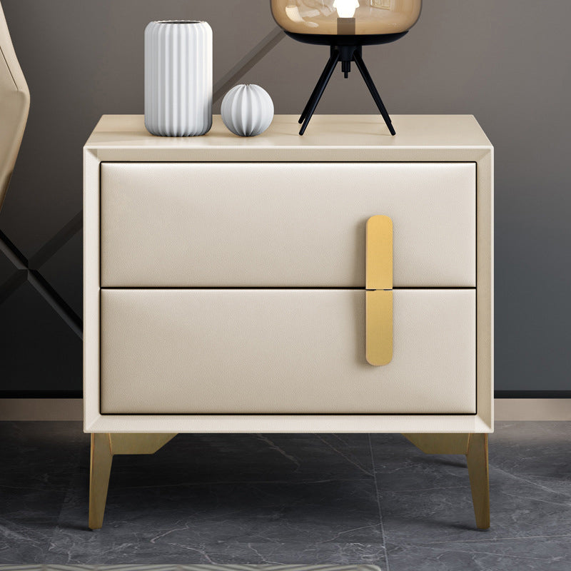 Modern Bed Nightstand Leather Bedside Cabinet with 2 Drawers