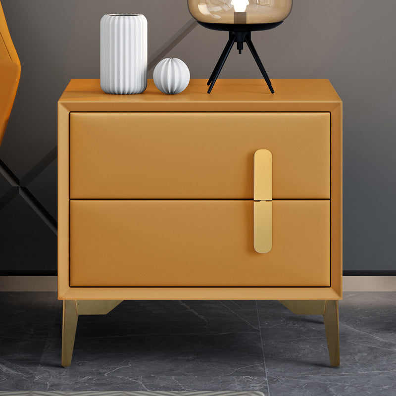 Modern Bed Nightstand Leather Bedside Cabinet with 2 Drawers