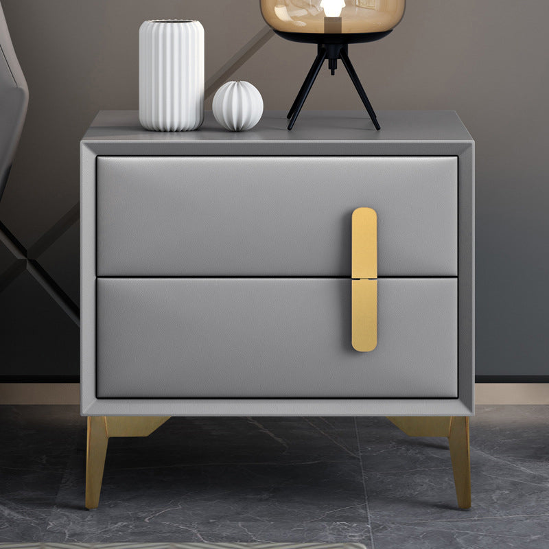 Modern Bed Nightstand Leather Bedside Cabinet with 2 Drawers