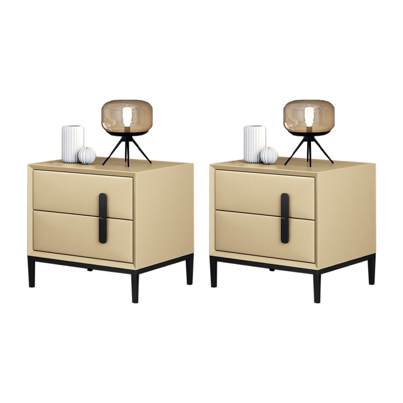 Modern Bed Nightstand Leather Bedside Cabinet with 2 Drawers