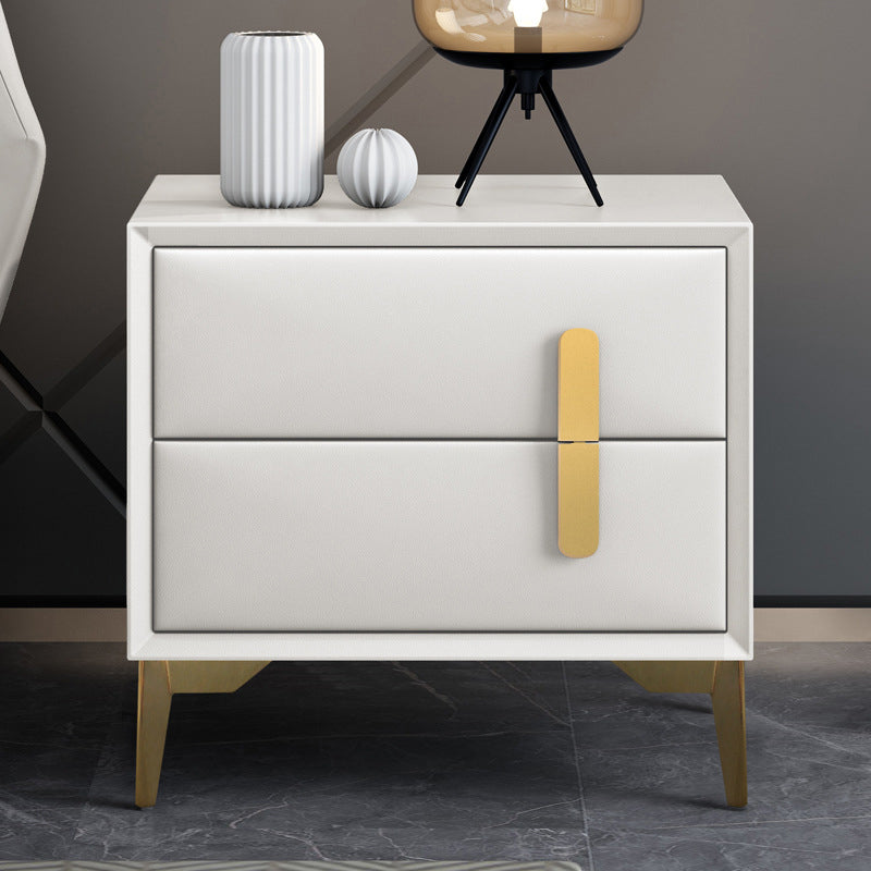 Modern Bed Nightstand Leather Bedside Cabinet with 2 Drawers