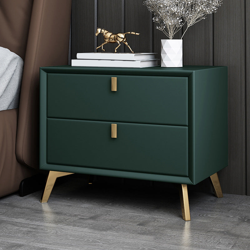 Contemporary Bed Nightstand Leather Bedside Cabinet with Drawers