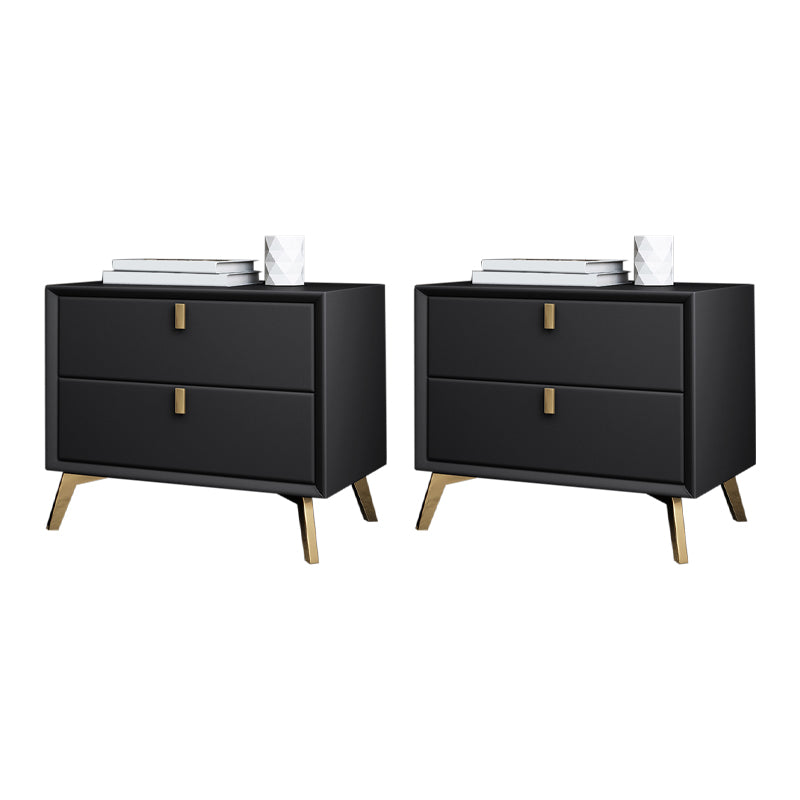 Contemporary Bed Nightstand Leather Bedside Cabinet with Drawers