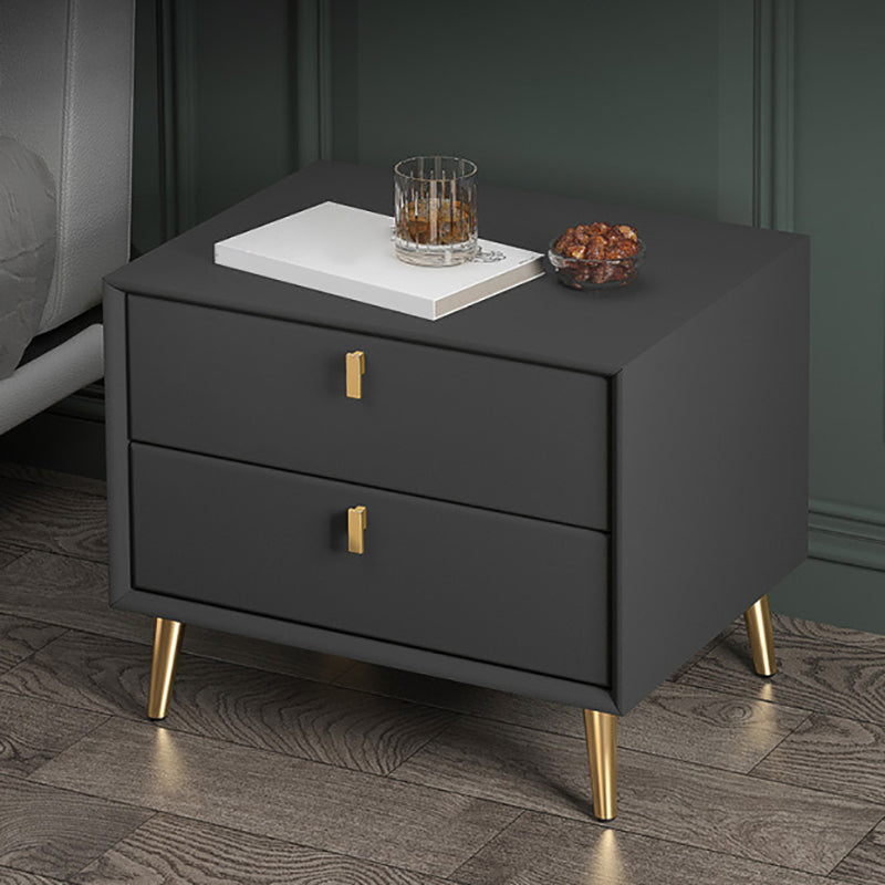 Solid Wood Bedside Cabinet Modern Accent Table Nightstand with 2 Drawers