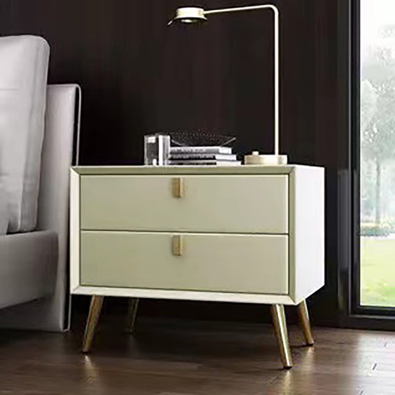 Solid Wood Bedside Cabinet Modern Accent Table Nightstand with 2 Drawers