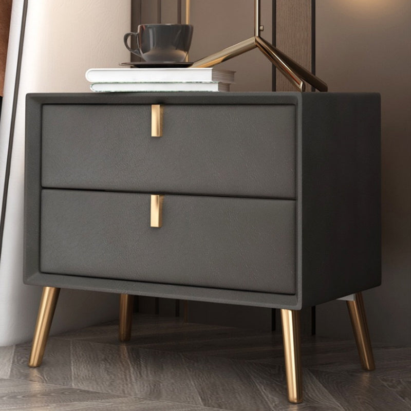 Solid Wood Bedside Cabinet Modern Accent Table Nightstand with 2 Drawers