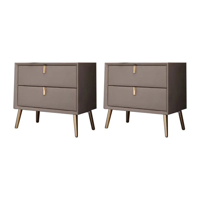 Solid Wood Bedside Cabinet Modern Accent Table Nightstand with 2 Drawers