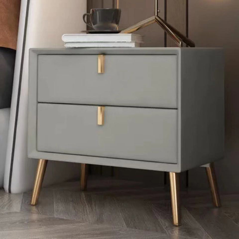 Solid Wood Bedside Cabinet Modern Accent Table Nightstand with 2 Drawers