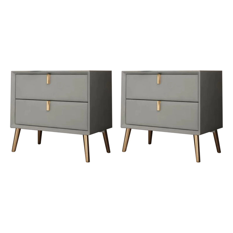 Solid Wood Bedside Cabinet Modern Accent Table Nightstand with 2 Drawers