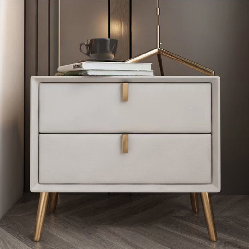 Solid Wood Bedside Cabinet Modern Accent Table Nightstand with 2 Drawers