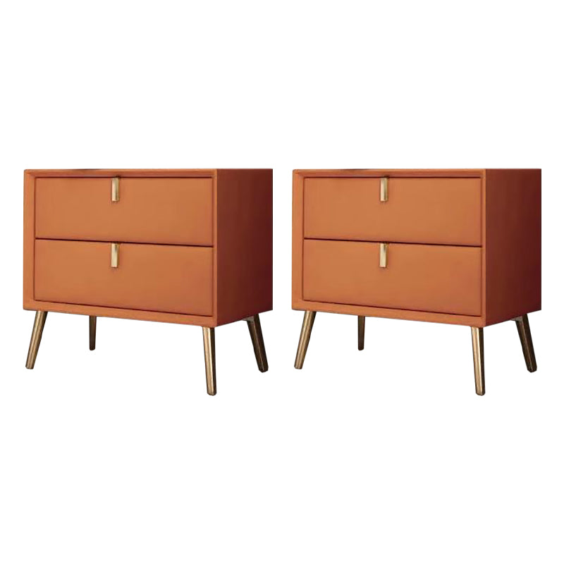 Solid Wood Bedside Cabinet Modern Accent Table Nightstand with 2 Drawers