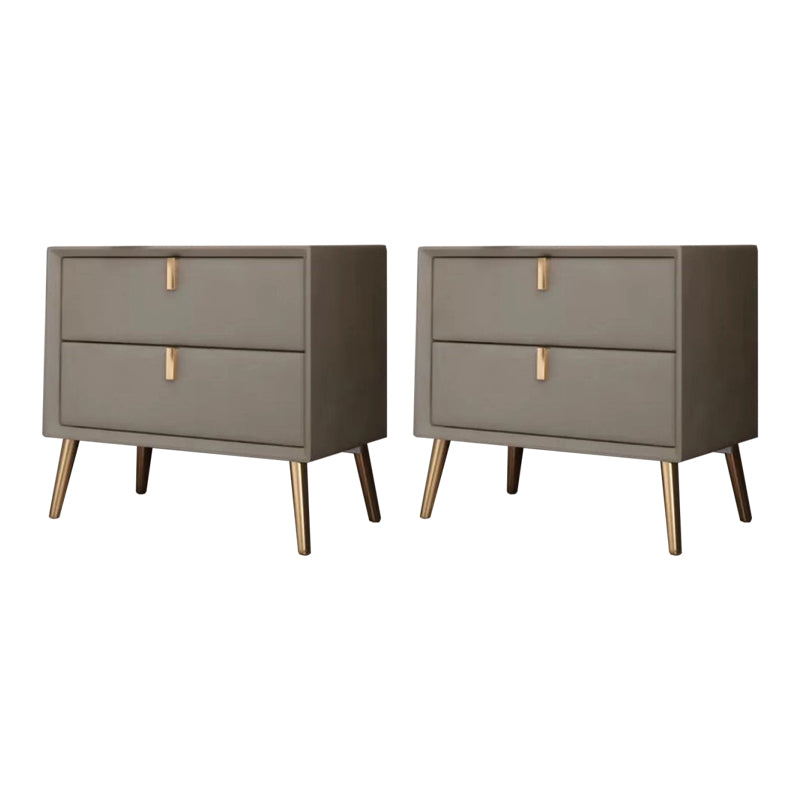 Solid Wood Bedside Cabinet Modern Accent Table Nightstand with 2 Drawers