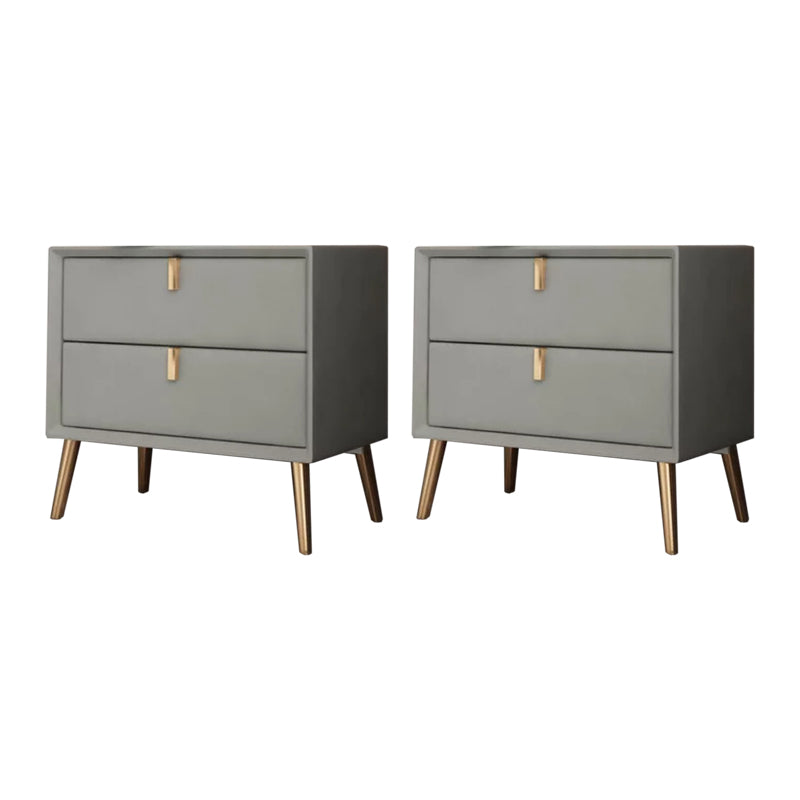 Solid Wood Bedside Cabinet Modern Accent Table Nightstand with 2 Drawers