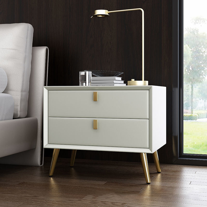 Solid Wood Bedside Cabinet Modern Accent Table Nightstand with 2 Drawers