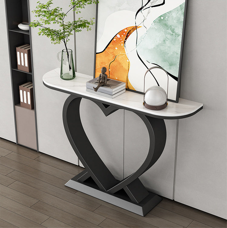 Glam Stone Console Table Scratch Resistant Accent Table for Hall