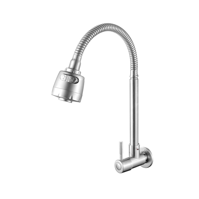 Modern Bridge Faucet 304 Stainless Steel Knob Handle Swivel Spout Wall Mounted Faucet