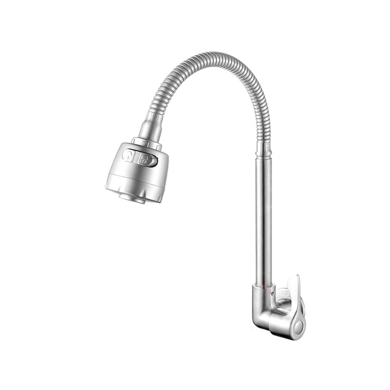 Modern Bridge Faucet 304 Stainless Steel Knob Handle Swivel Spout Wall Mounted Faucet