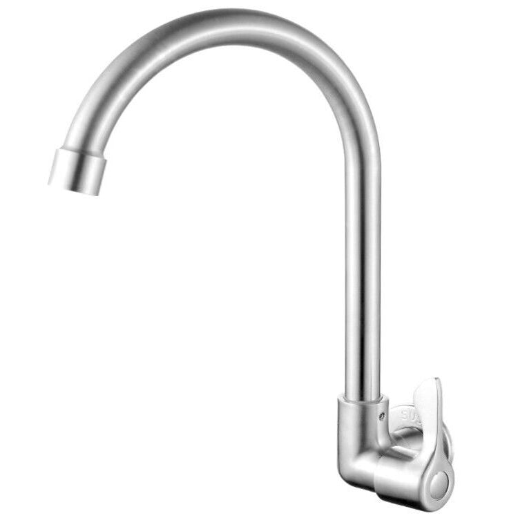 Modern Bridge Faucet 304 Stainless Steel Knob Handle Swivel Spout Wall Mounted Faucet