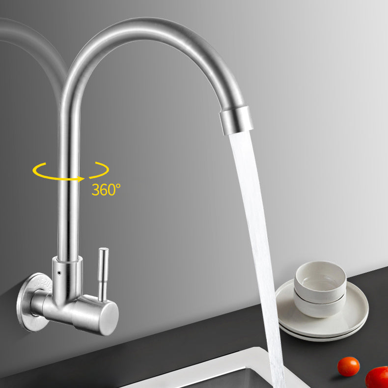 Modern Bridge Faucet 304 Stainless Steel Knob Handle Swivel Spout Wall Mounted Faucet