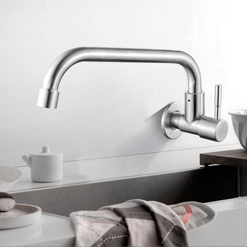 Modern Bridge Faucet 304 Stainless Steel Knob Handle Swivel Spout Wall Mounted Faucet