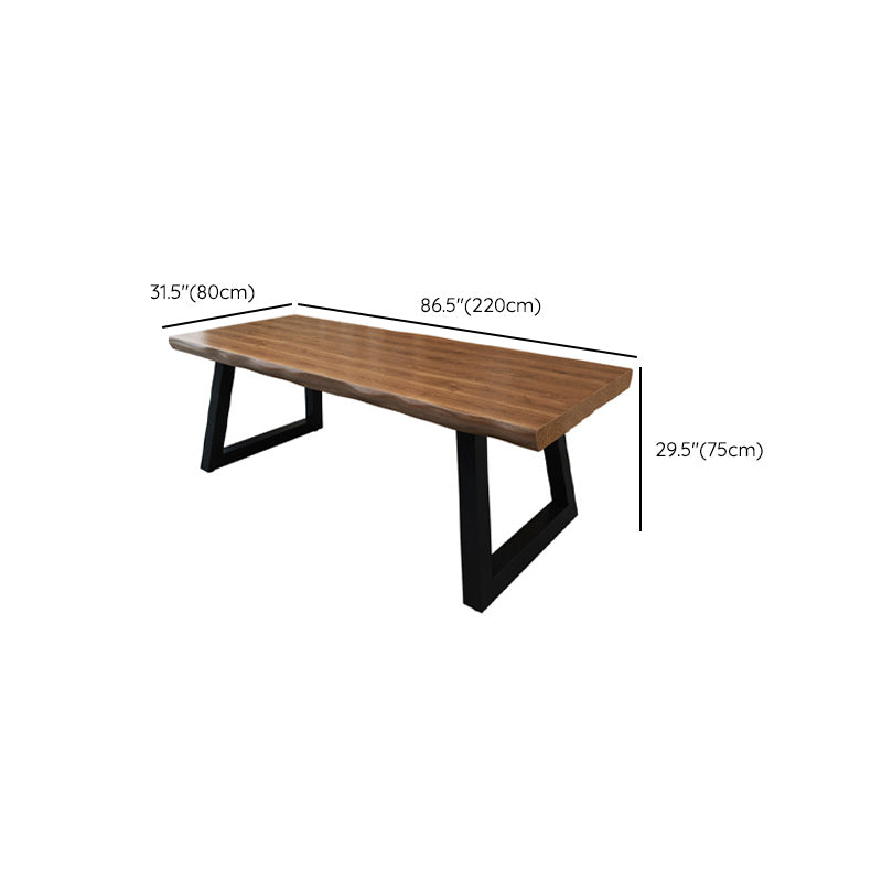 Contemporary Solid Wood Office Desk 29.53-inch Tall Writing Desk with Iron Legs