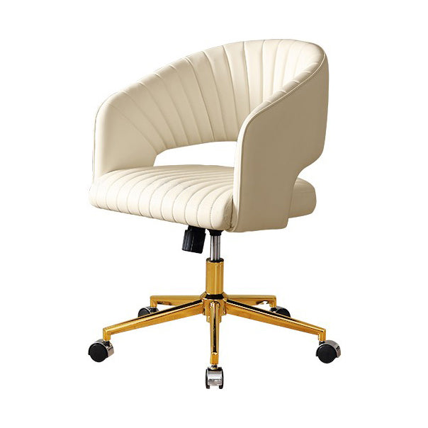 White Modern Swivel Chair Adjustable Seat Height Office Chair with Wheels