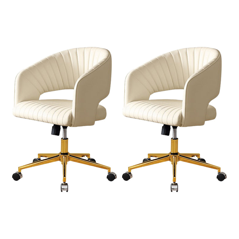 White Modern Swivel Chair Adjustable Seat Height Office Chair with Wheels