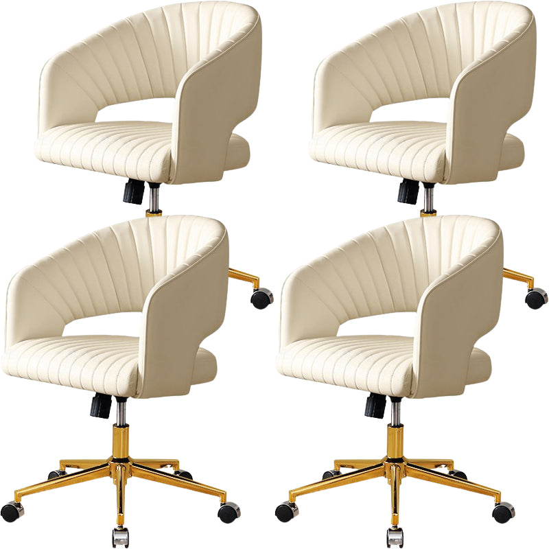 White Modern Swivel Chair Adjustable Seat Height Office Chair with Wheels