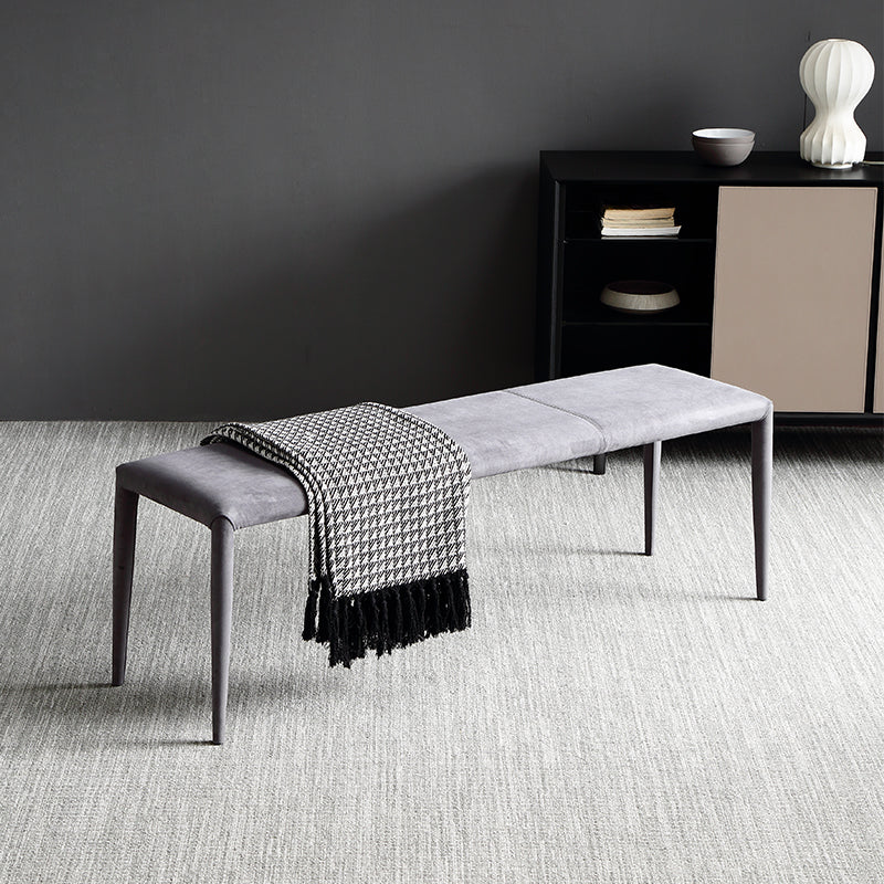 Contemporary Upholstered Bench Rectangle Seating Bench in Gray with 4 Legs