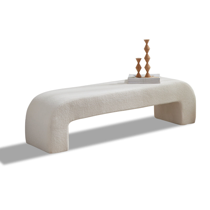 Contemporary Upholstered Bench Home Seating Bench in White with Legs