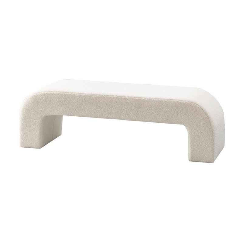 Contemporary Upholstered Bench Home Seating Bench in White with Legs