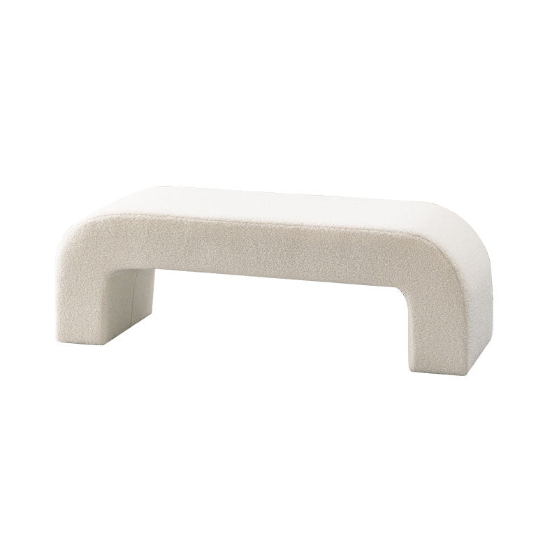 Contemporary Upholstered Bench Home Seating Bench in White with Legs