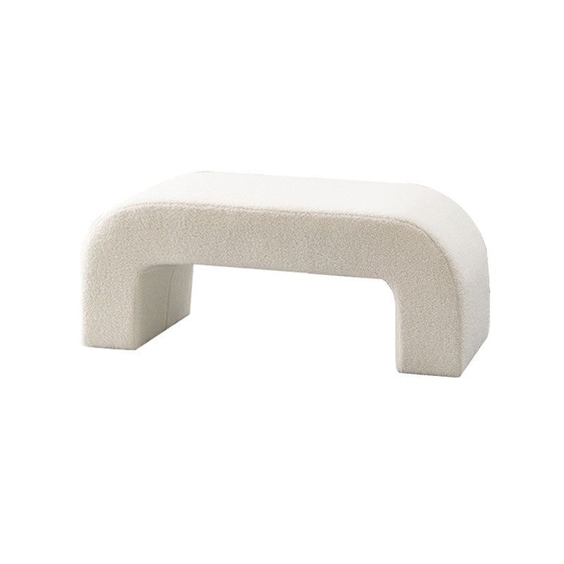 Contemporary Upholstered Bench Home Seating Bench in White with Legs