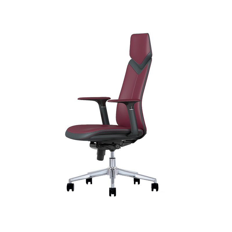 Fixed Arms Leather Office Chair Modern Adjustable Seat Height Swivel Chair with Wheels