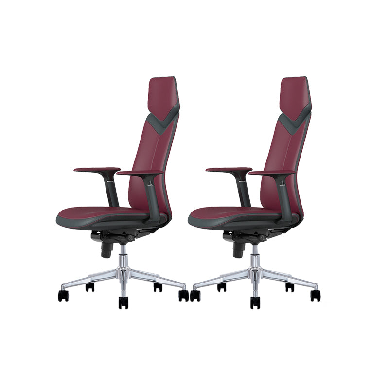 Fixed Arms Leather Office Chair Modern Adjustable Seat Height Swivel Chair with Wheels